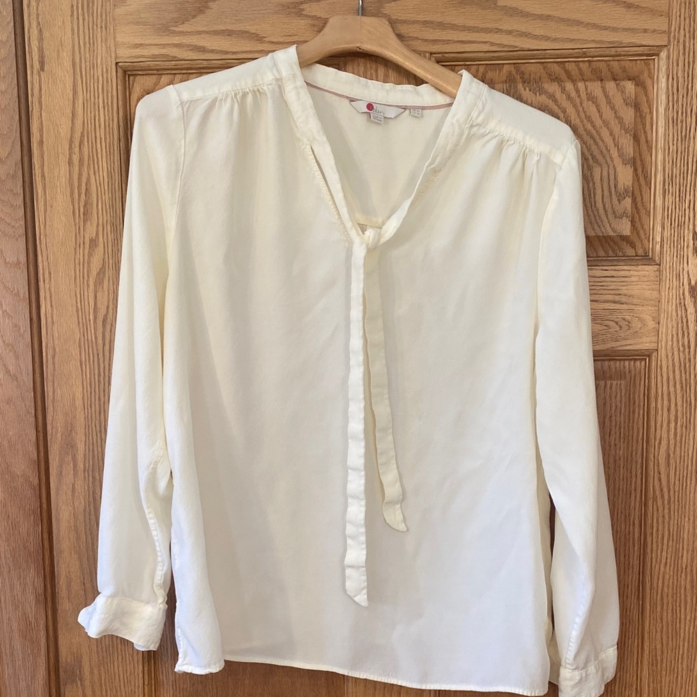 Classic Boden Cream Women's Blouse with front tie